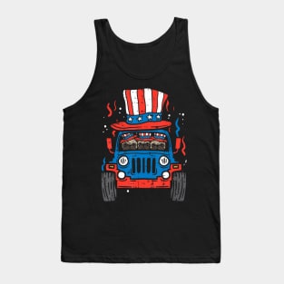 Pugs Monster Truck Us Flag 4Th Of July Fourth Toddler Boys Tank Top